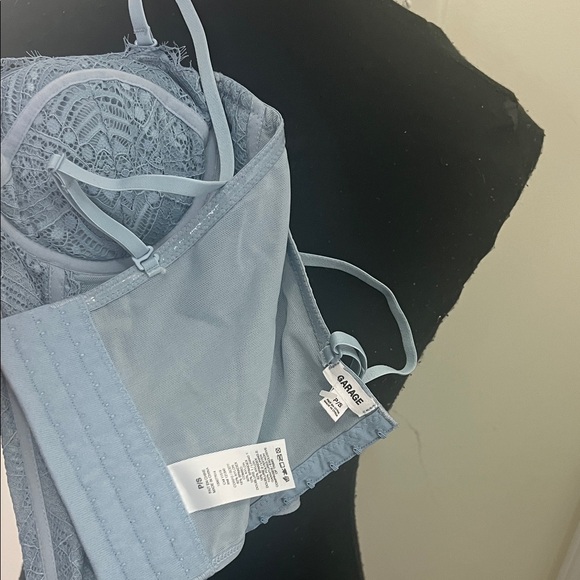 Y2k Elegant Lace Mesh Bustier Corset in Light Blue - Picture 8 of 14